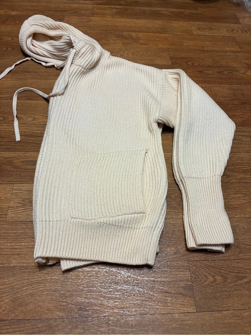 Cozy Cream Zip-Front Hooded Women's Sweater